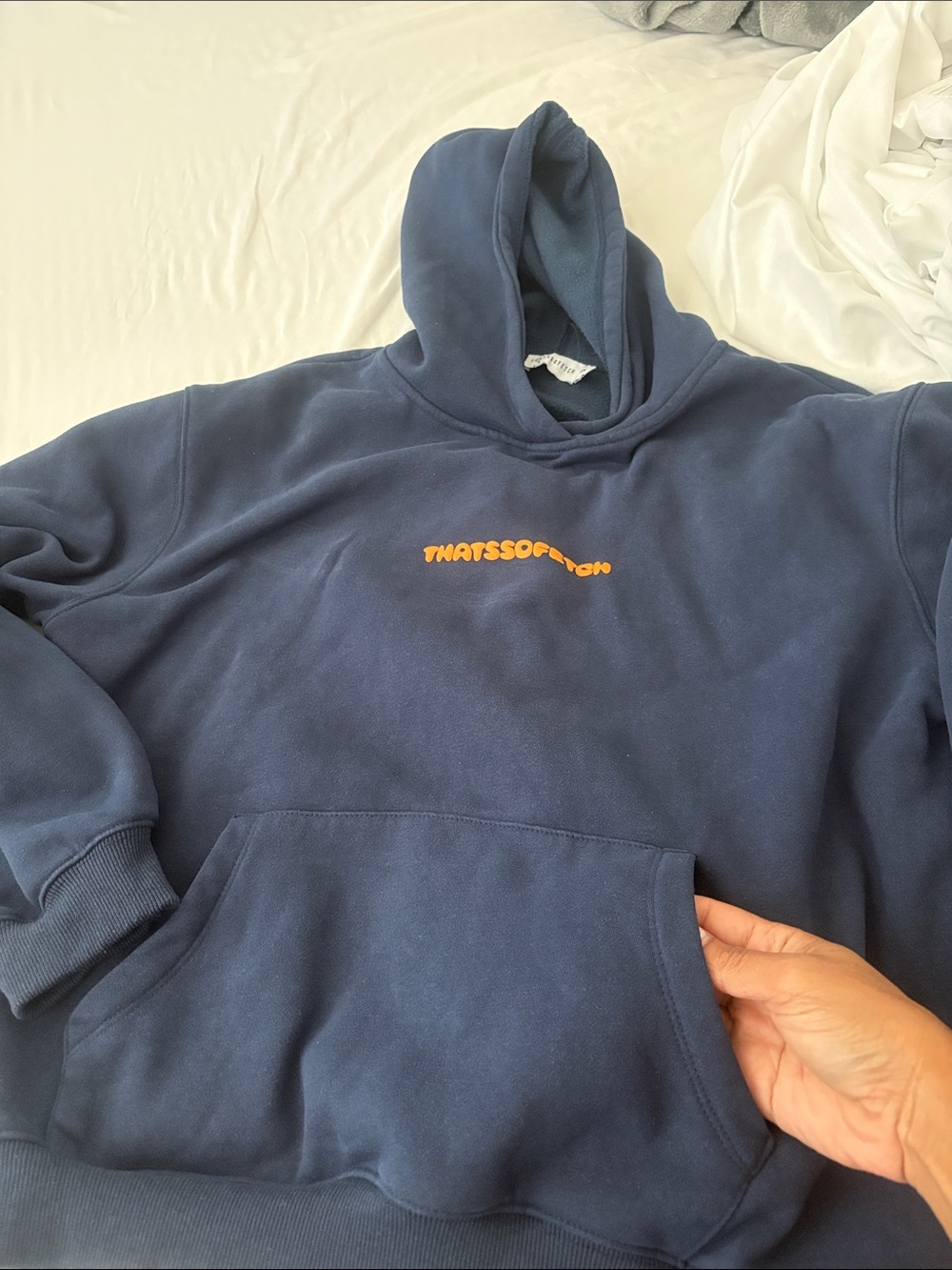 Navy Blue Hoodie & Sweatpants Set with Orange Script - Picture 3 of 4